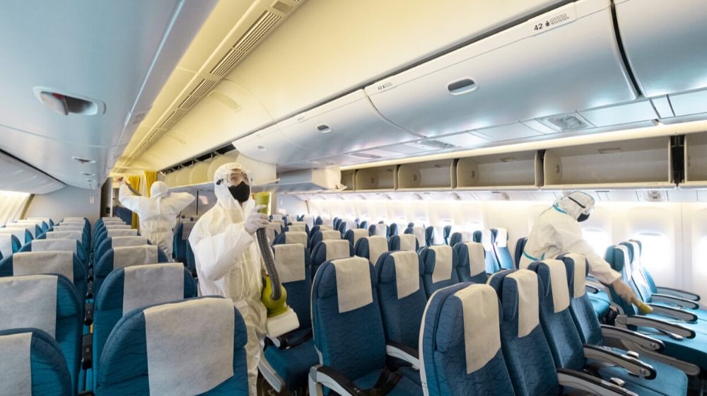 deep cleaning inside an aircraft | Airlines May Halt All Domestic Passenger Flights | Featured
