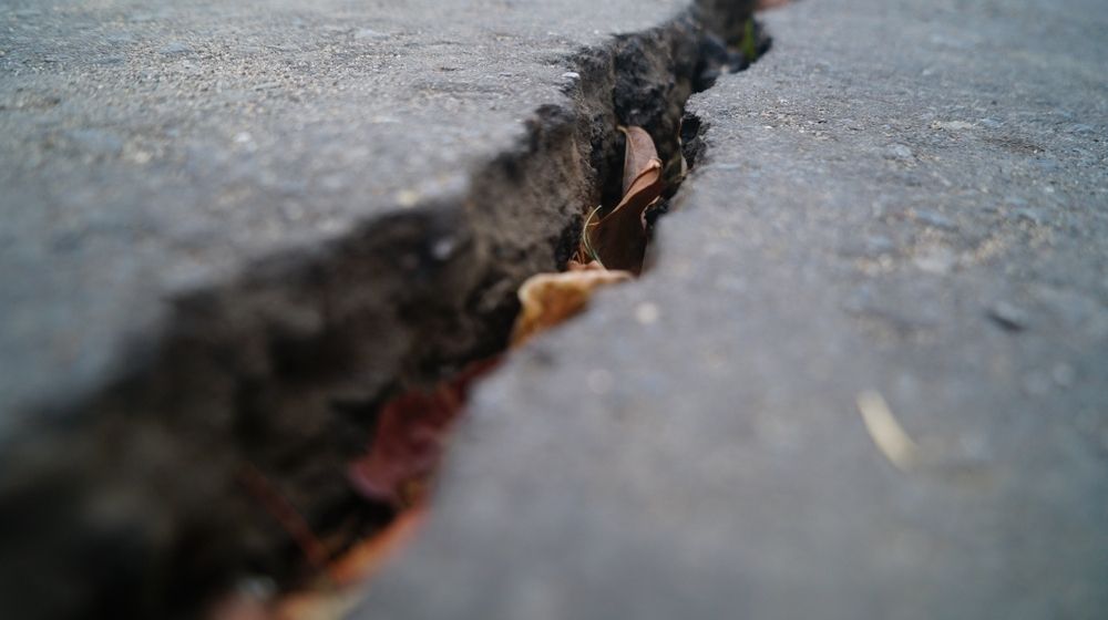 cracked road due to earthquake
