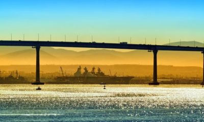 Pacific Ocean Bay Historical Skyline Landscape View of Coronado Bridge | San Diego Police Officer Rescues 2-Year-Old Twins After Dad Drives Off Cliff | Featured