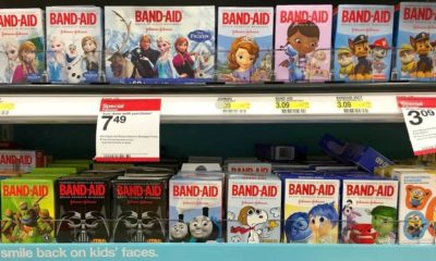 Department Store shelf with Boxes of Johnson and Johnson Brand with Cartoon Characters | Band-Aid Commits to Launching Bandages in Various Shades | Featured