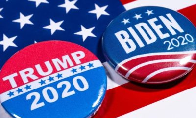 Donald Trump and Joe Biden Pin Badges, Pictured of the USA flag | First US Presidential Debate to be Held on September 29 | Featured