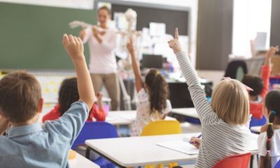 Rear View of Kids Raising Hands While Teacher Explaining the Functioning of Human Skeleton | Florida Department of Education Issues Order That Mandates All Schools to Reopen in August | Featured