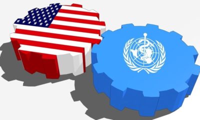Textured Gears USA and World Health Organization Flag | Trump Formally Gives Notice of WHO Withdrawal | Featured