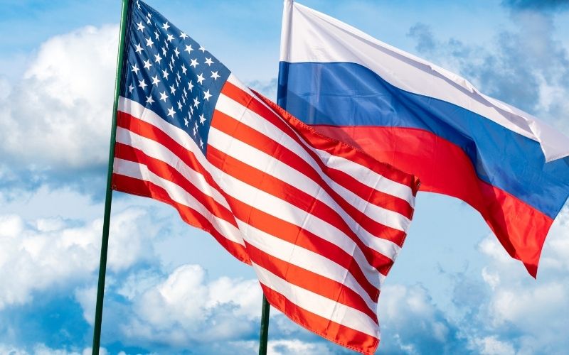 Flags of the USA and Russia | U.S., Russia Close to Extending New START Treaty Limiting Nuclear Arms