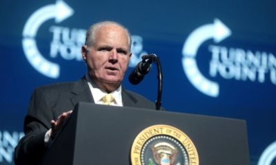 Rush Limbaugh Speaking with attendees at the 2019 Student Action Summit | Rush Limbaugh Says His Lung Cancer Is Terminal | Featured