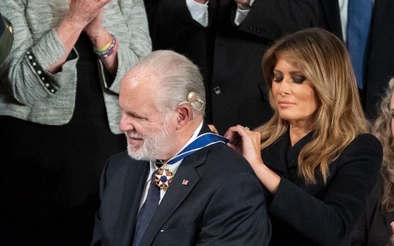 First Lady Melania Trump presents the Presidential Medal of Freedom to gallery guest Rush Limbaugh | Rush Limbaugh Says His Lung Cancer Is Terminal