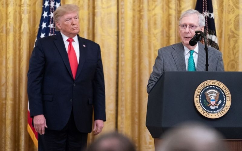 President Donald J. Trump and Senate Majority Leader Mitch McConnell During the Federal Judicial Confirmation Milestones Event | Key Republicans Back President Trump