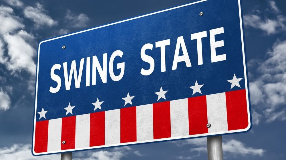 Swing State 3D Illustration Road Sign | 2020 Election: It All Boils Down to These 8 States | Featured