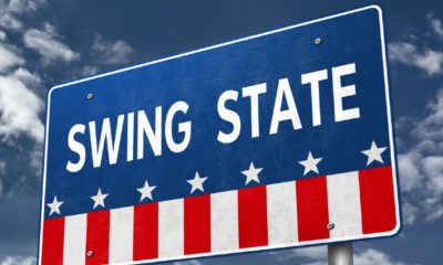 Swing State - 3D-Illustration roadsign Presidential race in America-States Certified Election Results-ss-featured