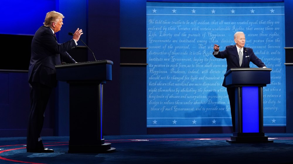 Donald J. Trump and Democratic presidential candidate Joe Biden participate in the first presidential election debate at Samson Pavilion in Cleveland-Biden Credits Trump-ss-featured