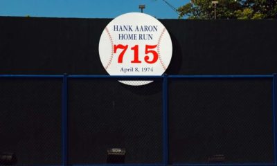 A marker at Atlanta Fulton County Stadium for Aaron's record breaking home run-Baseball Hall of Famer Hank Aaron Dies at 86-ss-Featured