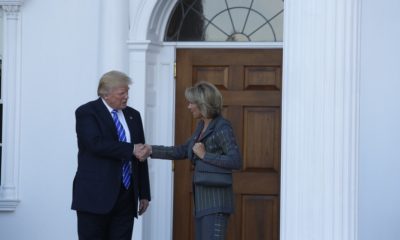 BEDMINSTER, NEW JERSEY - 19 NOVEMBER 2016- President-elect Donald Trump & Vice President-elect Mike Pence met with potential cabinet members at Trump International. Betsy DeVos | Cabinet officials quit