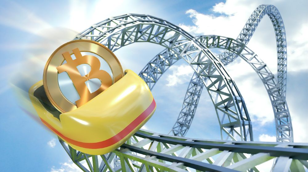 Bitcoin rollercoaster dynamic scene with coin getting speed in cart-Bitcoin’s Value Dropped-ss-featured