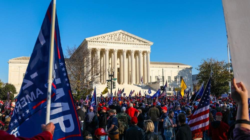 Trump supporters protesting in front of supreme court-U.S. Capitol on LOCKDOWN. Trump Supporters Riot -ss-featured