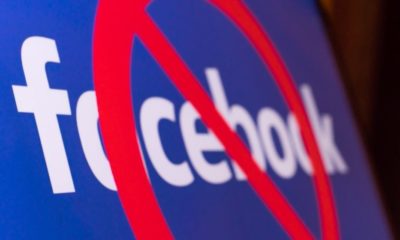 Facebook logo with a red circle on a monitor-Facebook Lifts Permanent Ban on Gun Rights Groups, Says It Is an 'Enforcement Error'-ss-Featured