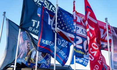 Flags showing support for former President Trump-Poll- Majority of Republicans Would Leave GOP To Join Party Founded by Trump-ss-featured