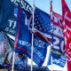 Flags showing support for former President Trump-Poll- Majority of Republicans Would Leave GOP To Join Party Founded by Trump-ss-featured