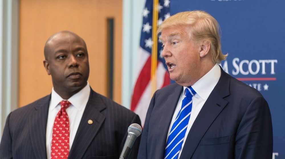 Former President Donald Trump and Senator Tim Scott-Sen. Tim Scott- Trump Is "Simply Not Guilty' on Impeachment Charges-ss-Featured