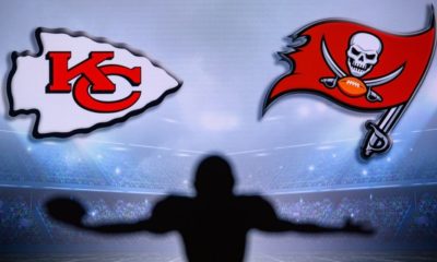 Image showing silhouette of player and logos of the Buccaneers and the Chiefs-Super Bowl LV- Brady Proves Why He Is Still the GOAT-ss-Featured
