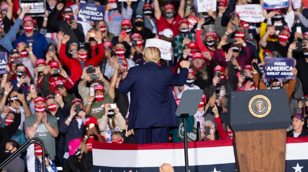 President Trump greets supporters at MAGA rally-Leaving the Republican Party-ss-featured