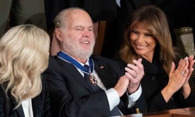 Rush Limbaugh with Melania Trump during the State of the Union address in 2020-Rush Limbaugh, Radio Talk Show PIoneer, Dies at 70-wc-featured