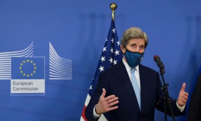 EU Commission Vice-president in charge for European Green Deal Frans Timmermans and US Special Presidential Envoy for Climate John Kerry prior to a meeting in Brussels-John Kerry-ss-featured
