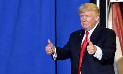President Trump giving a two thumbs up gesture as he exits the stage of his campaign rally-Get A COVID-19 Vaccine-ss-featured
