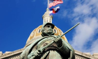 Statue in front of Colorado State Capitol-Colorado Republican Warns of Insurrection Over Dem Gun Bill-ss-Featured