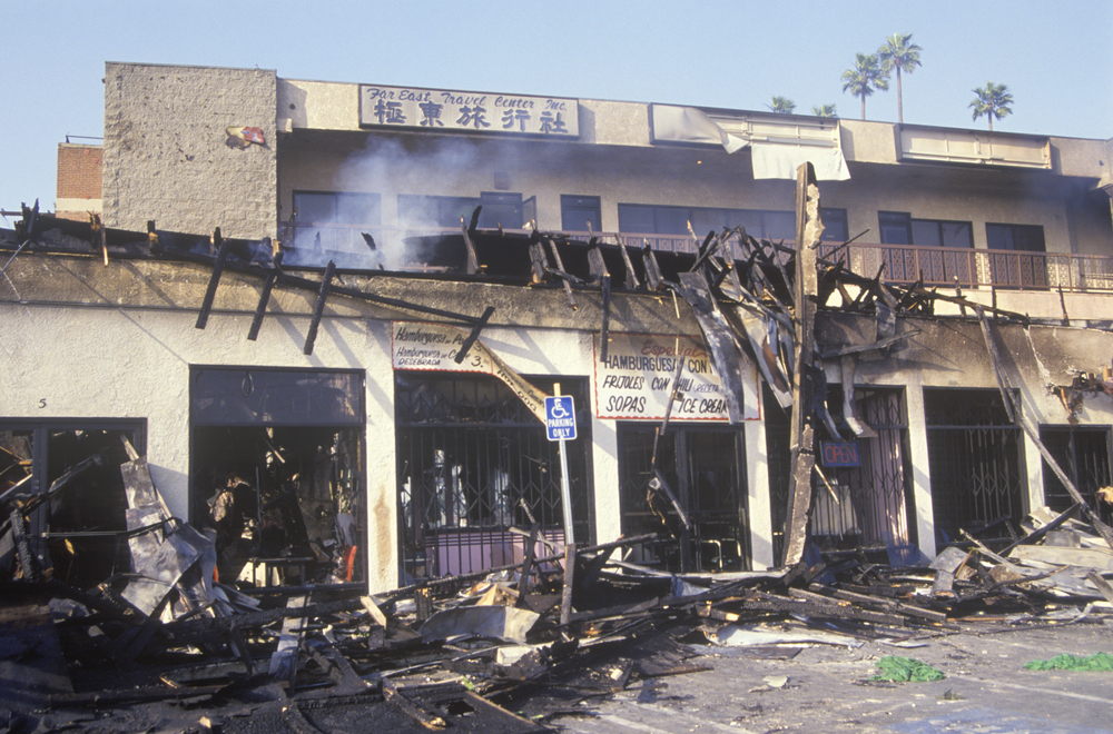 Strip mall burned in 1992 California riots-Will the Chauvin Case be Another Rodney King Fallout-ss-featured
