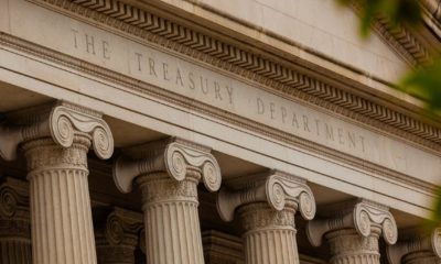 Close-Up of the Lettering The Treasury Department at the Treasury Department Building in Washington, DC | Adewale Adeyemo Named Spring 2021 Commencement Speaker | Featured