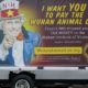 A truck feature a likeness of Dr. Anthony Fauci as Uncle Sam and questioning his supposed expenditures through the NIH | Fauci Should Resign Now For His COVID-19 Blunders | Featured