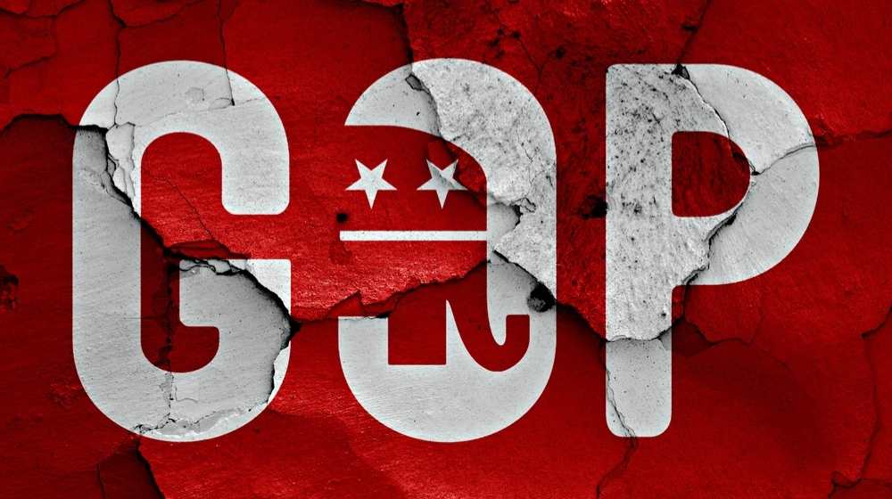 Digital illustration of the GOP flag design on a cracked wall-Trump, DeSantis and Other 2024 Republican Presidential Candidates Will Speak at Pro-Life Summit-ss-Featured