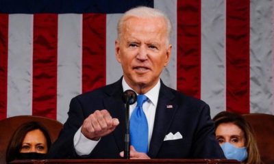 This picture shows American President Joe Biden giving strength during press conference | President praises Vax-a-Million, touts latest stimulus | Featured