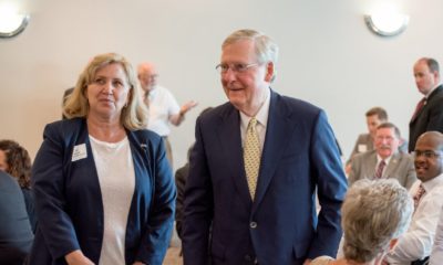 Republican Senator Mitch McConnell greets people at fundraiser in Elizabethtown | GOLDEN: Mitch McConnell's Cynical Gamble | featured
