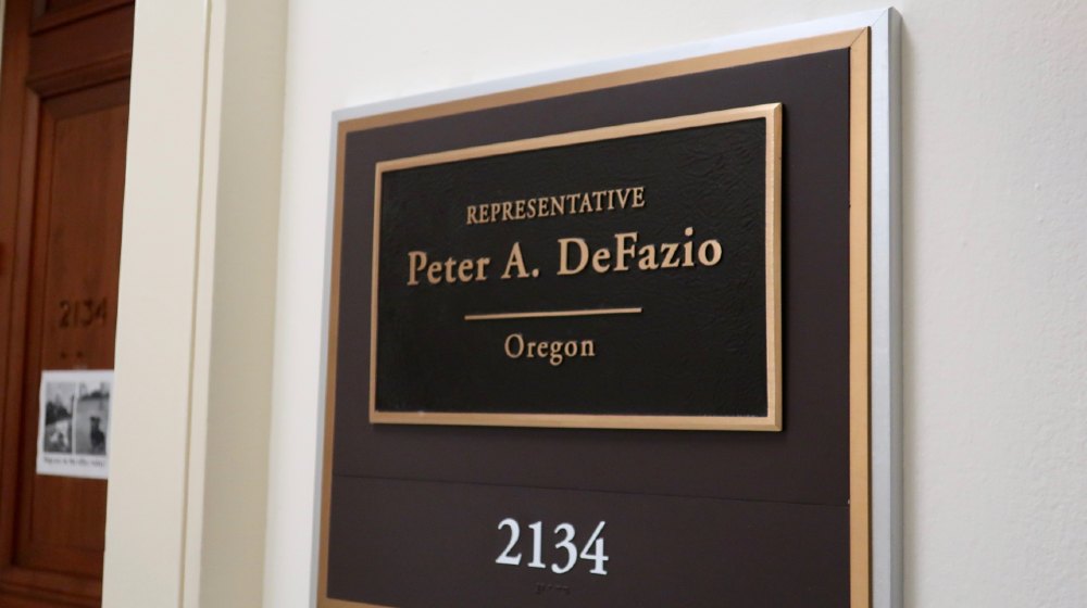 US HOUSE REPRESENTATIVE PETER A DEFAZIO OREGON - office entrance sign | Chairs DeFazio, Napolitano Commend Biden Administration | featured