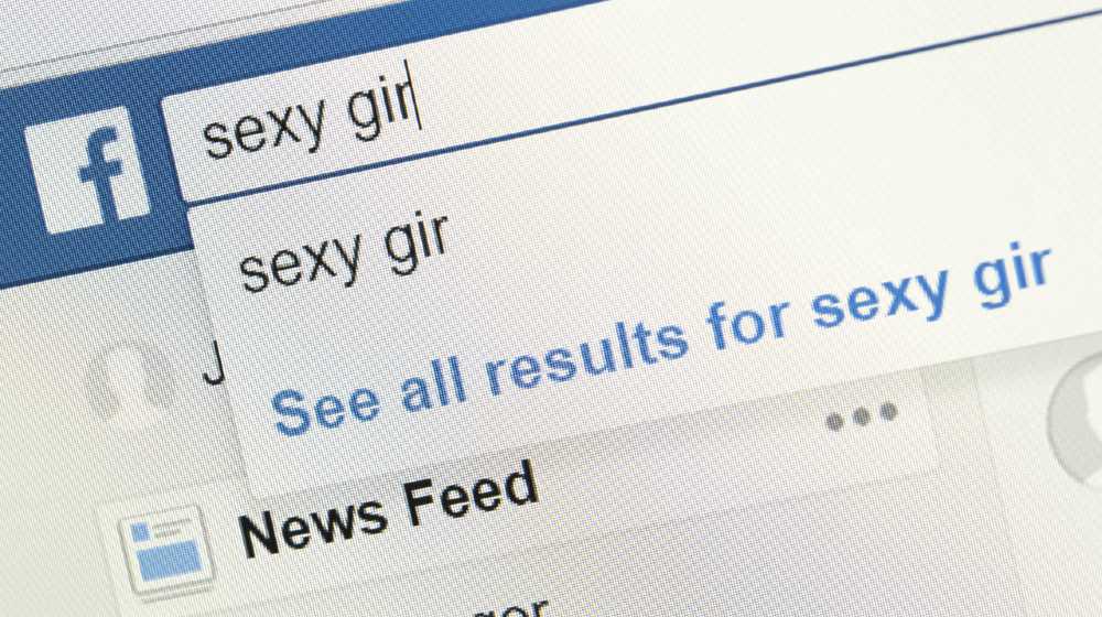 sexy girl word writes in the search bar of facebook to illustrate the image search or sexy group on the social network | Court Says Facebook Can Be Liable For Sex Trafficking | featured