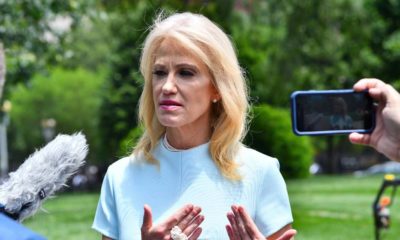 Kellyanne Conway, counselor to President Trump answers reporters questions in the White House driveway | Petty Biden Tells Ex-Trump Officials To Resign From Boards | featured