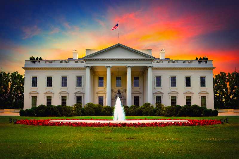 US White House front view at sunset-Executive Privilege