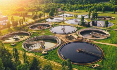 Aerial view of wastewater treatment plant, filtration of dirty or sewage water | Clean Water Act | The ‘Waters of the United States’ (WOTUS) Rule Would Expand EPA Regulatory Authority | featured