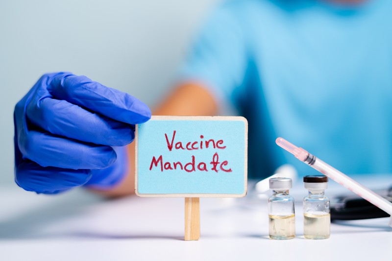 Concept of coronavirus or covid-19 vaccine mandate-January 4