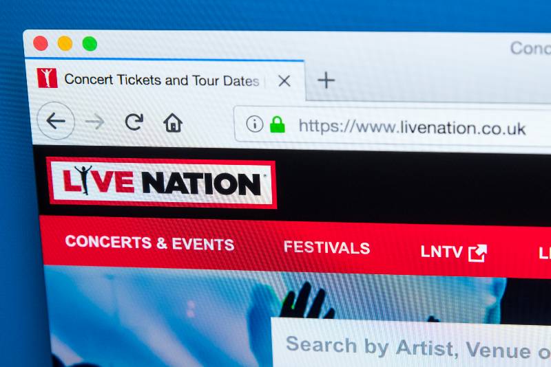 The homepage of the official website for Live Nation-Travis Scott