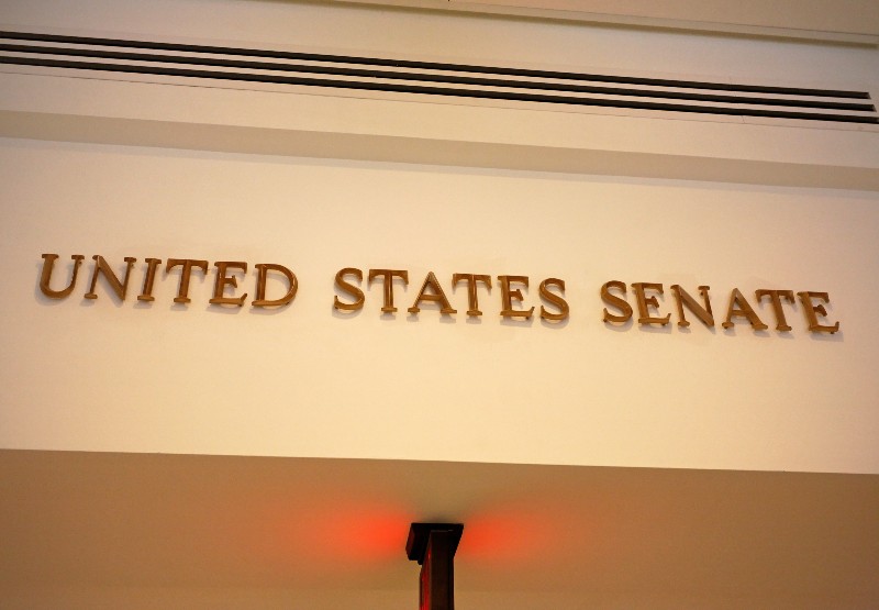 A sign marks an entrance to the United States Senate in the US Capitol building | Keep the Filibuster