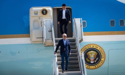 President Joe Biden descends the steps from Air Force One | Fox Poll: Most Americans Don’t Want A Second Term for Biden | featured