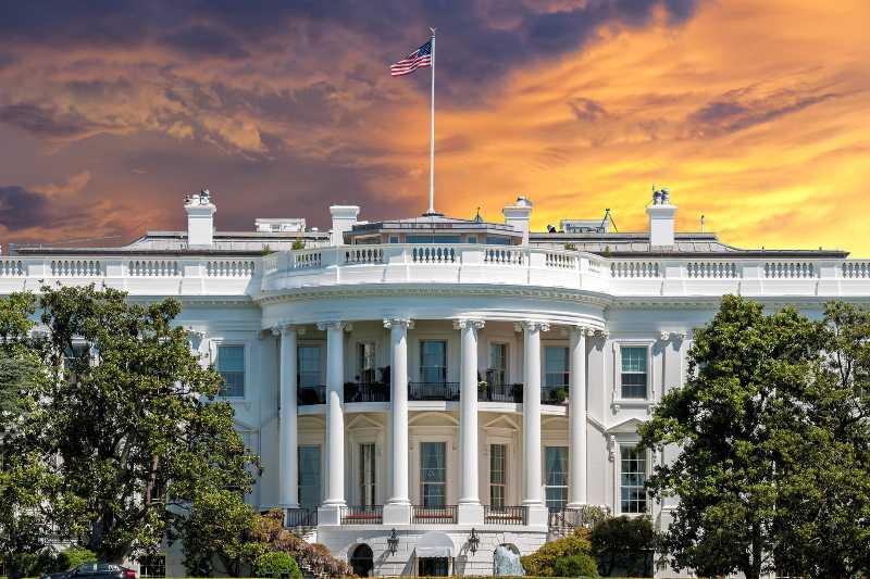 White House on deep red sunset background | Take Back the White House