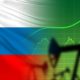 Flag of Russia near the oil rigs. Concept - news from Russia led to higher prices | Russia-Ukraine War Means Higher Prices for Gas, Food, and Metals | featured