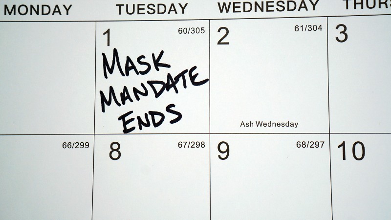Calendar reminder about the end of mask mandates in some states | Mask Mandate Similarly Dropped On Congress