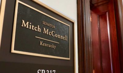 SENATOR MITCH MCCONNELL KENTUCKY - office entrance sign | McConnell To Vote Against Ketanji Brown Jackson’s Nomination | featured
