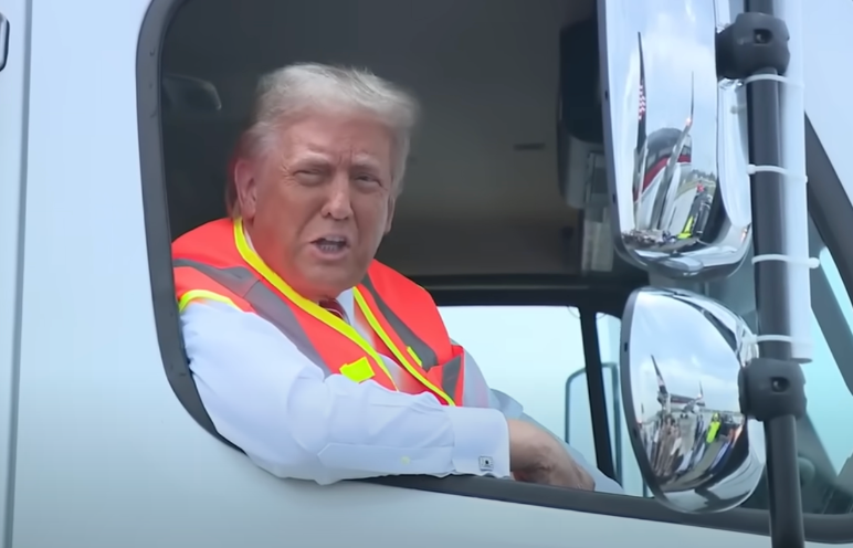 Trump Rides Garbage Truck to Protest Biden’s "Garbage" Comment