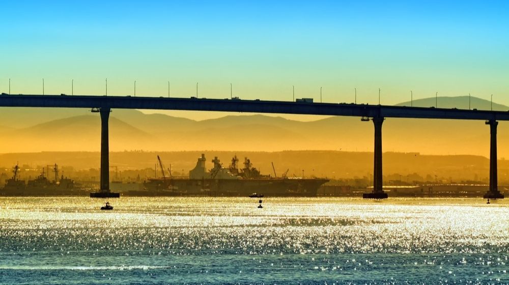 Pacific Ocean Bay Historical Skyline Landscape View of Coronado Bridge | San Diego Police Officer Rescues 2-Year-Old Twins After Dad Drives Off Cliff | Featured