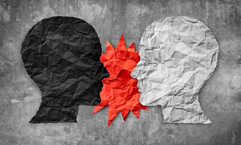 Culture war between right and wrong or conservative and liberal political clash-cultural issues